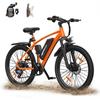 26" Electric Bike 250W Motor, Removable 36V10Ah Battery, Range 25-40km, Shimano 7-speed, LCD Screen, Disc Brakes ORANGE