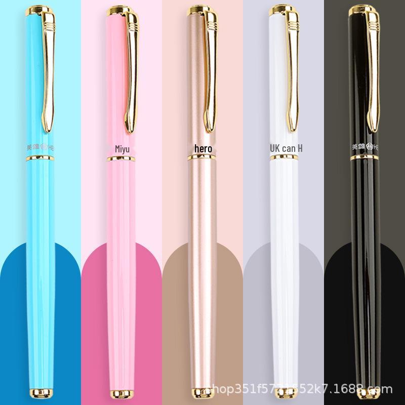 

Hero Brand 0.38mm Fine Nib All-Metal Fountain Pen for Calligraphy and Posture Correction, Name Engraving, Ideal Gift for Primary Students. 0.38mm