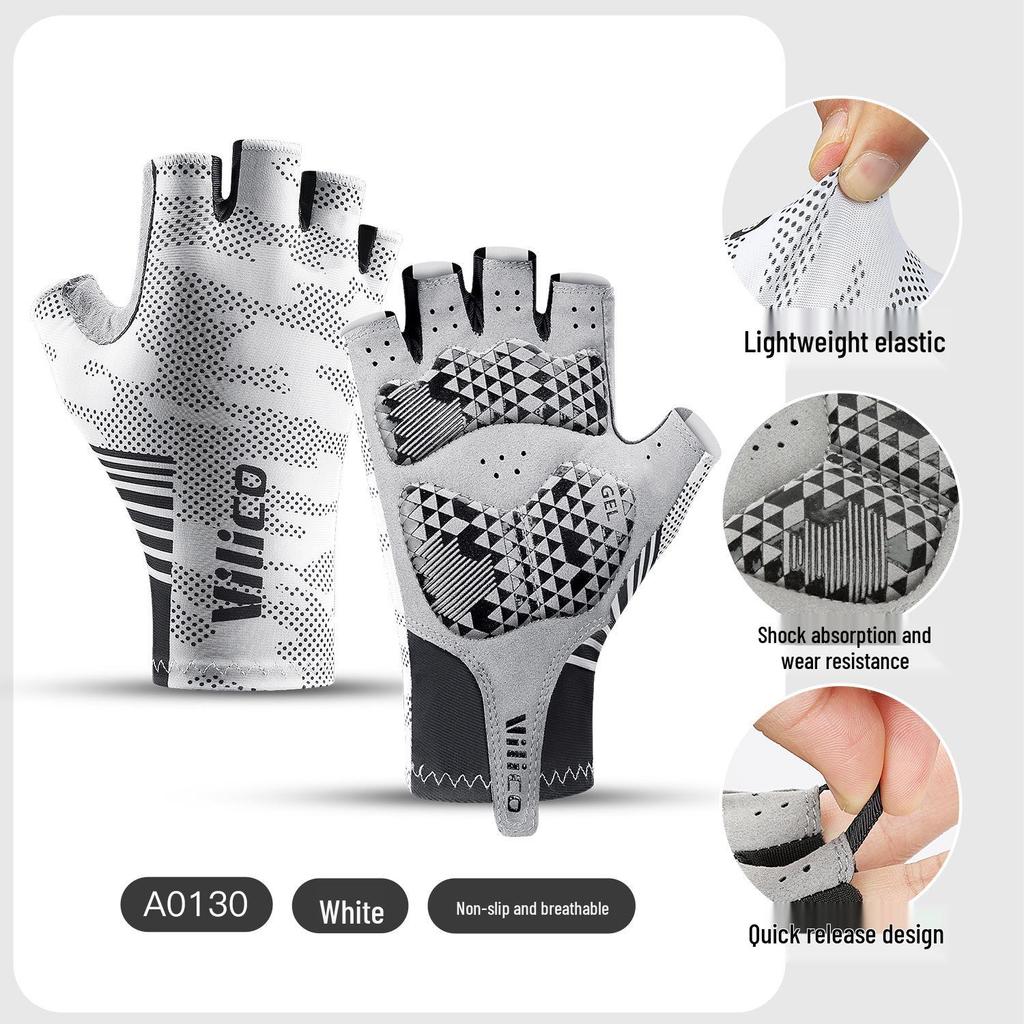 Tiguan Men's Summer Half-Finger Cycling Gloves - Touchscreen, Breathable, Sun Protection for Outdoor Sports, Fishing, Motorcycling, and Road Biking.