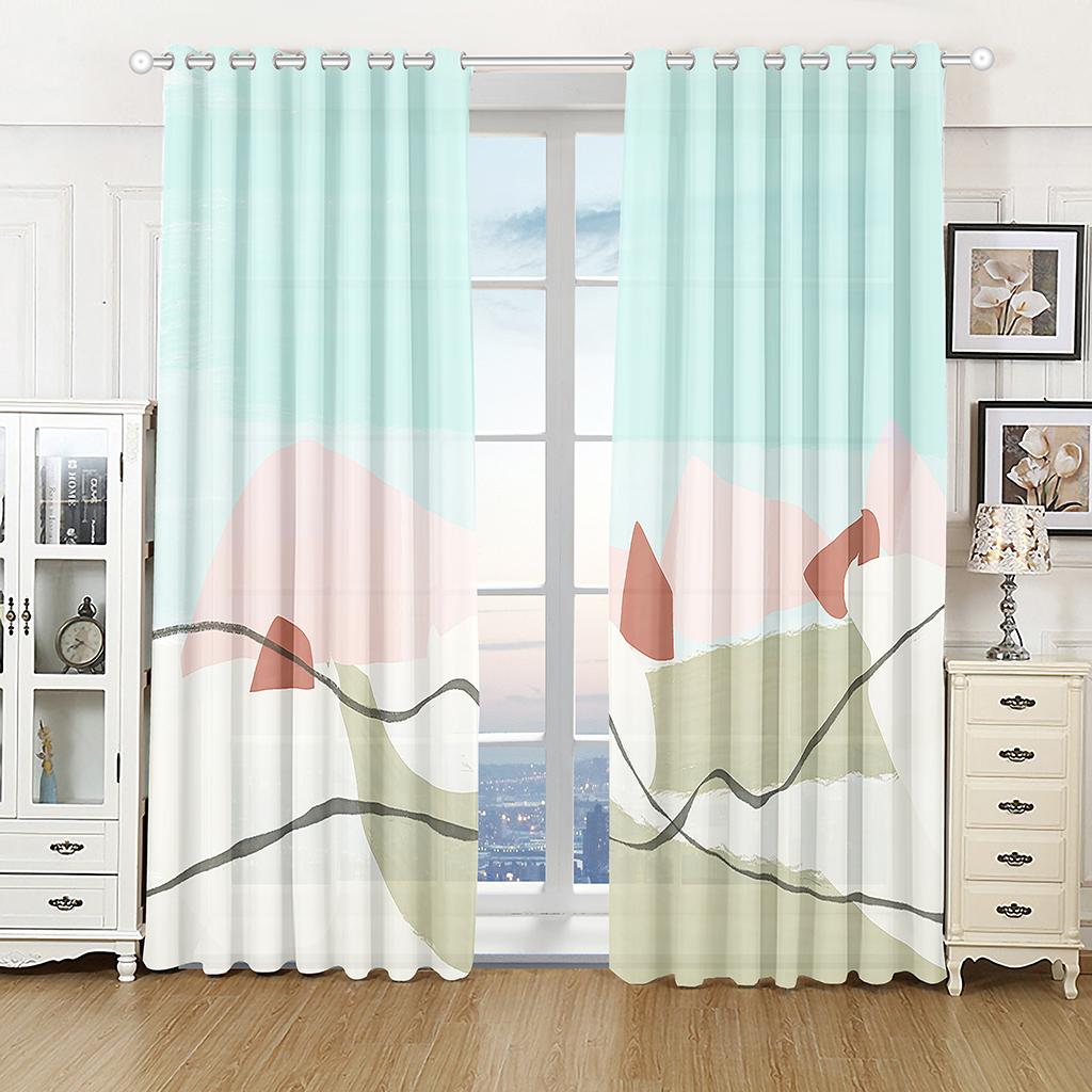 3D Cheap Modern Simple Style Polyester Thin Sunshade Curtains Luxury Living Room Bedroom Home Decor 2 Panels