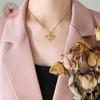 French Vintage Irregular Love Rose Hollow Pendant Flower Ring Necklace Titanium Steel Gold Plated Jewelry Set
