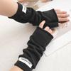 1Pair Cold-proof Wool Fingerless Gloves Half-Finger Flexible Soft Elastic Solid Color Warm Knitted