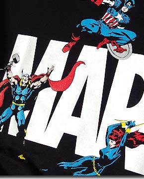 EVERSOUL Marvel Logo T-Shirt, Short Sleeve, Hulk, Venom, Captain America, Iron Man, American Comic Characters, Men's, Black, Size M [Parallel Import]