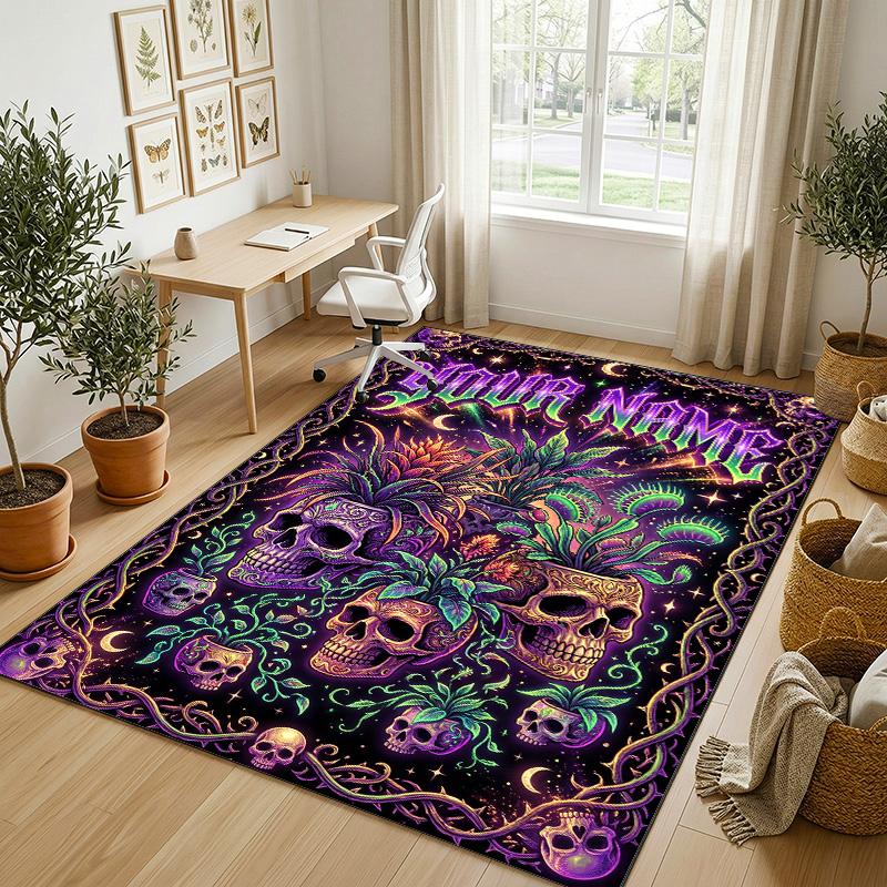 Celebration Party Theme Crystal Velvet Rug Personalized Custom Name Text Soft Floor Mat Home Decor