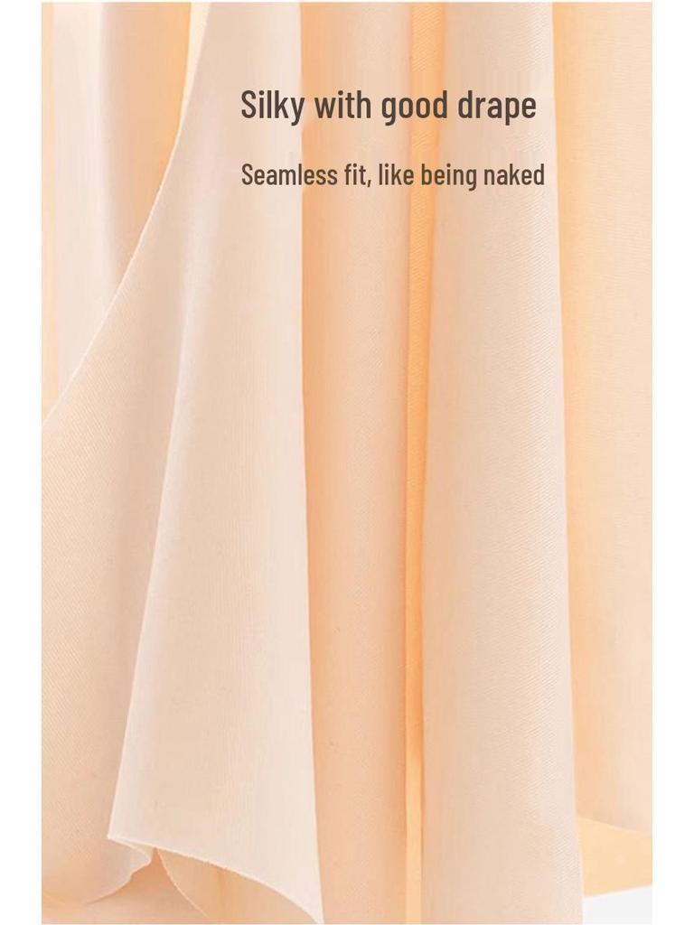 Women's Ultra-Thin Silk Seamless Camisole Slip Dress with Spaghetti Straps