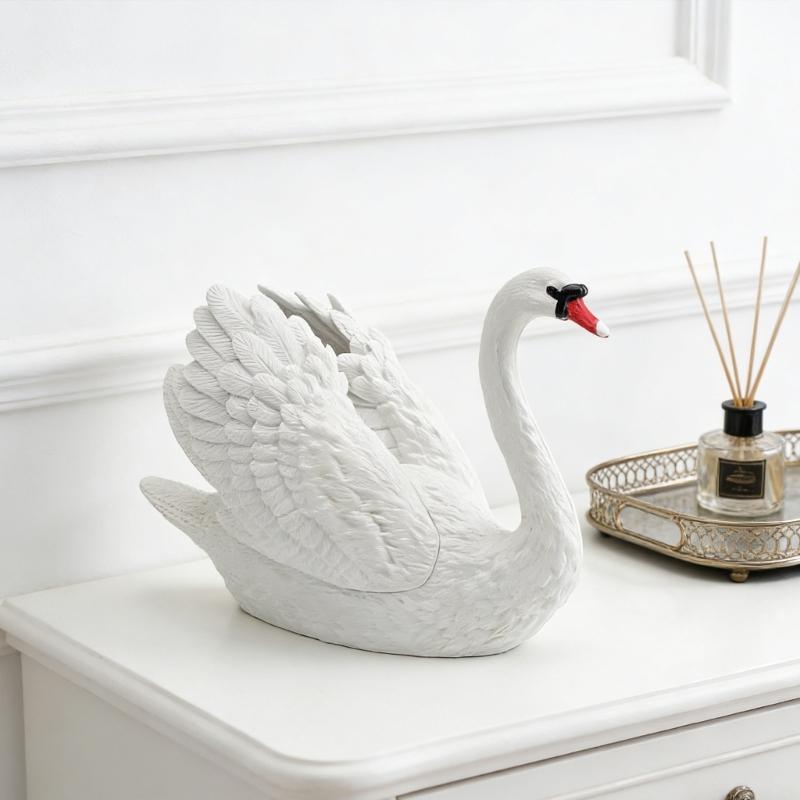 Geese Figurine Realistic Geese Statue Sculpture Farm Animal Model Collections Table Centerpieces Ornament Home Decors