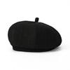 European and American retro black octagonal hat waffle beret female autumn and winter face small big head bud painter hat