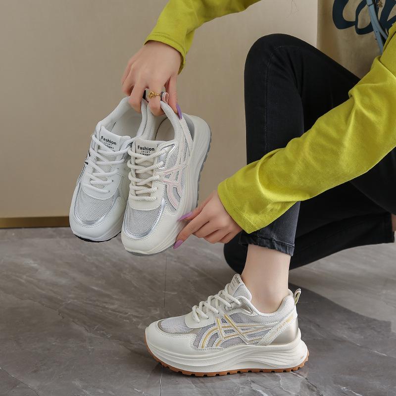 Summer thick-soled 2025 versatile mesh dad shoes women's light, breathable and thin sports fashion casual women's shoes