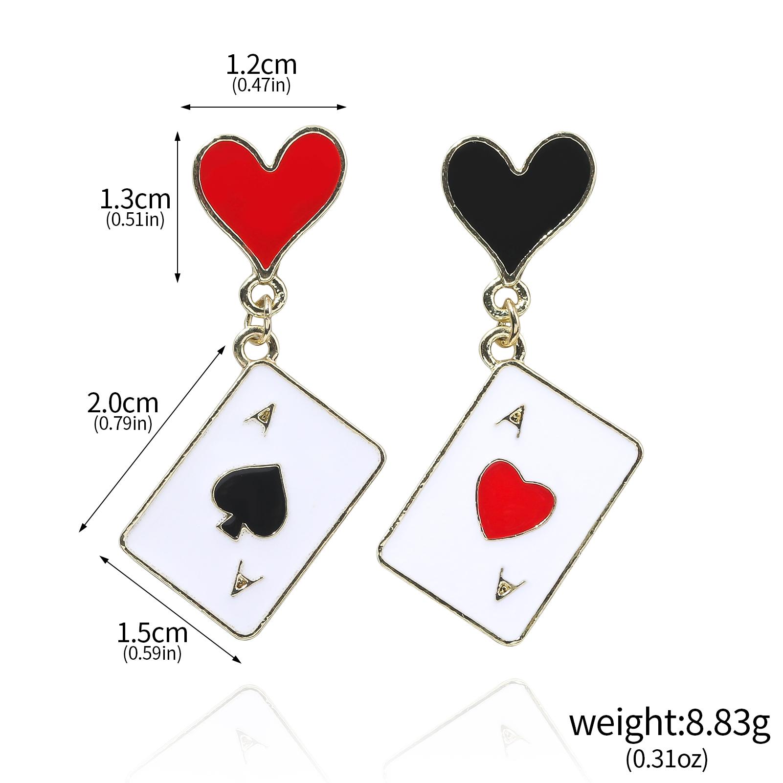 Alice In Wonderland Playing Card Earrings Women Funny Clock Poker Card Drop Earrings Hearts And Spades Playing Cards Earrings