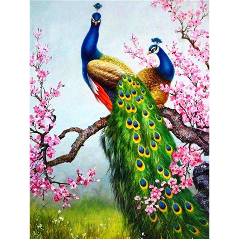 Pătrat cu diamante mozaic păun animal brodare completă broderie cu diamante pictură cu strasuri pentru decorarea casei