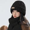 Thick Warm Wrap Hat & Scarf Warm Set Acrylic Blended Cashmer Keep Warm Cap  For Travel Outdoor