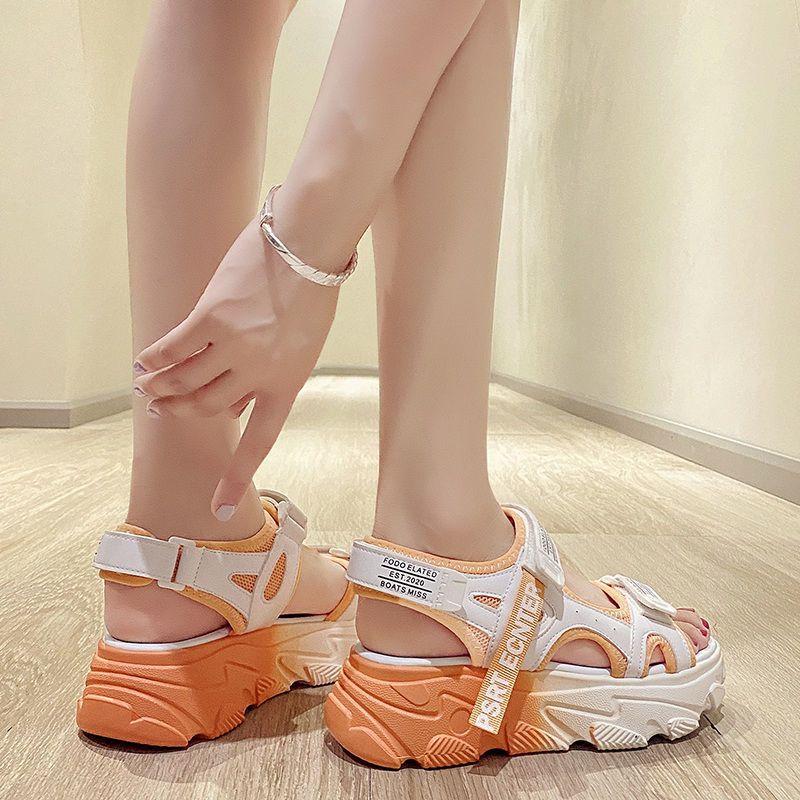 Roman Sandals Women's Flats Summer Fashion Rhinestone Hook&loop Ins Platform Shoes