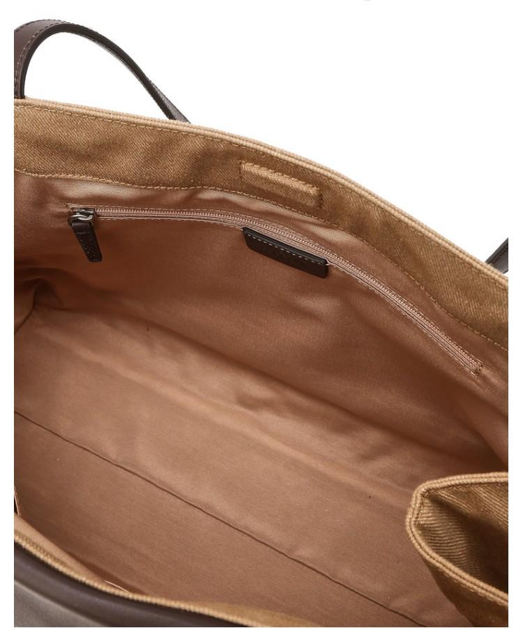 Hazzys Women Acc Aura Commute Brown Canvas Leather Combination Shoulder Bag L Hiba6E159I2