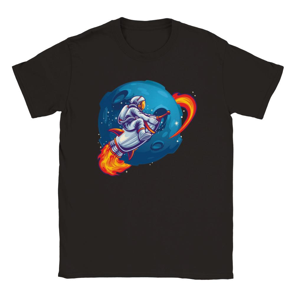 Riding a Rocket Around the Moon -Unisex Crewneck T-shirt Unisex T-Shirt S