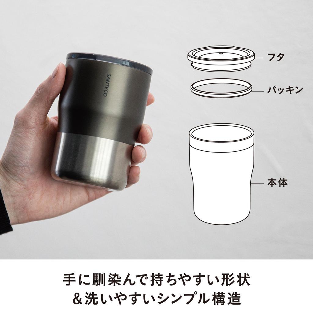 CB Japan Tumbler with Lid 320ml Stackable Vacuum Insulated Stainless Steel 2 Layer Structure Transparent Lid for Easy View Graphite Gray NORA Tumbler