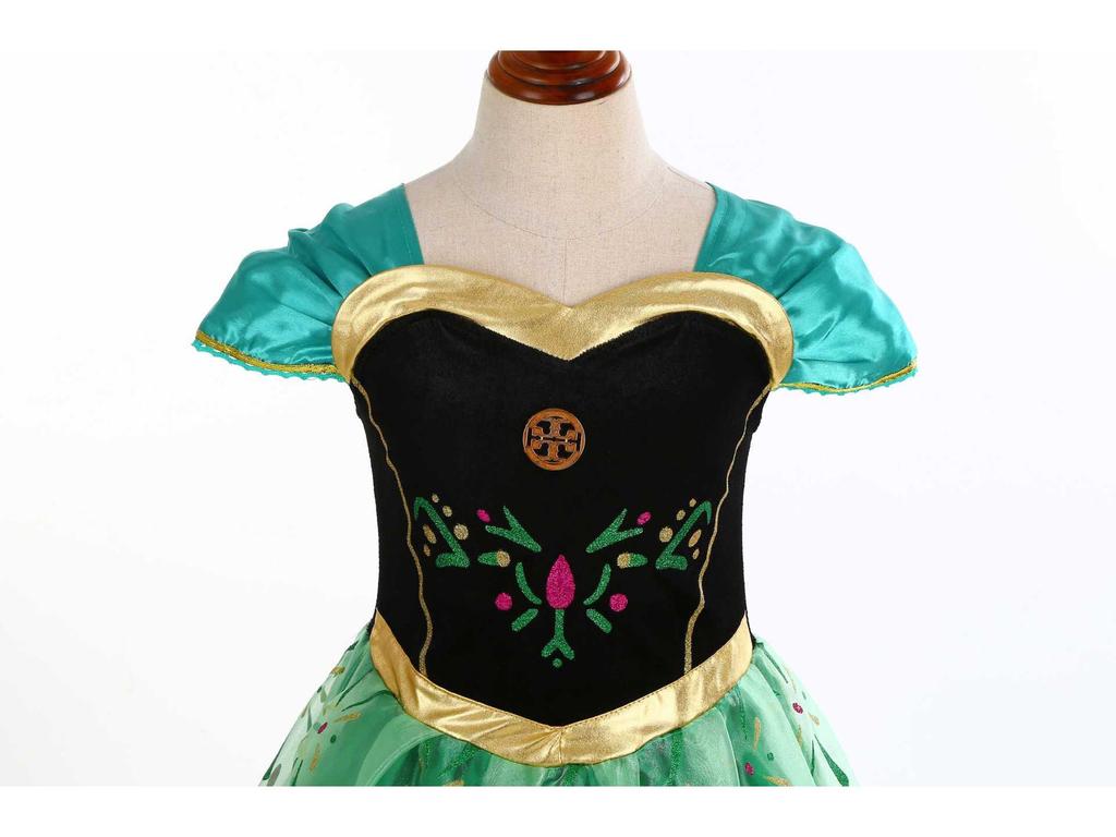 Green Pleated Skirt Frozen Girls' Performance Dress