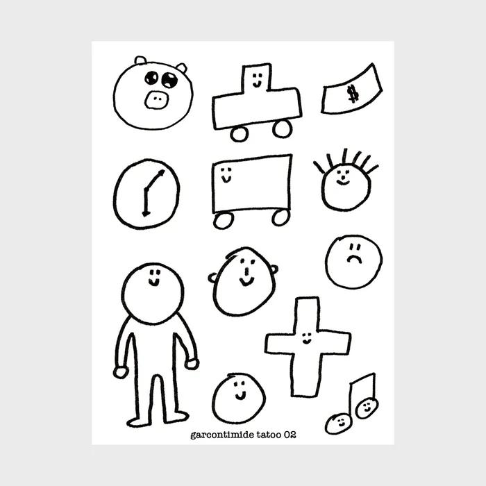 

Garson Timid cute tattoo sticker 02