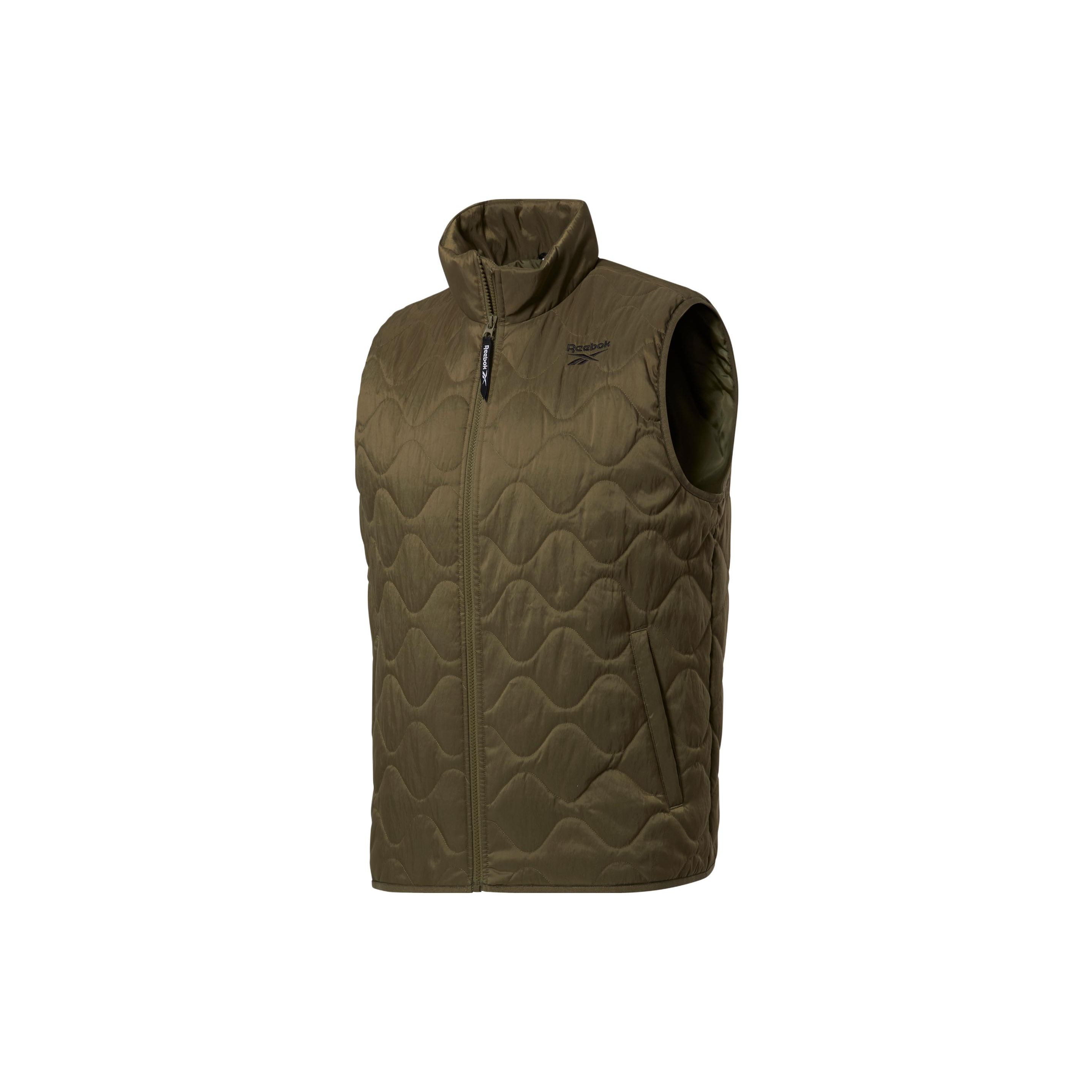 

Reebok Men s C Pad Quilted Stand Collar Vest Army Green GU5739 L