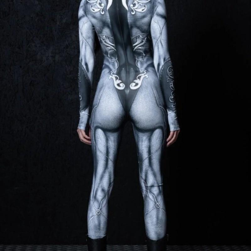 Dámské Pánské Tmavě Šedý Robot Stroj 3D Digitální Potisk Halloweenské Cosplay Kostýmy Dospělí Unisex Karnevalová Párty Oblečení Kombinéza