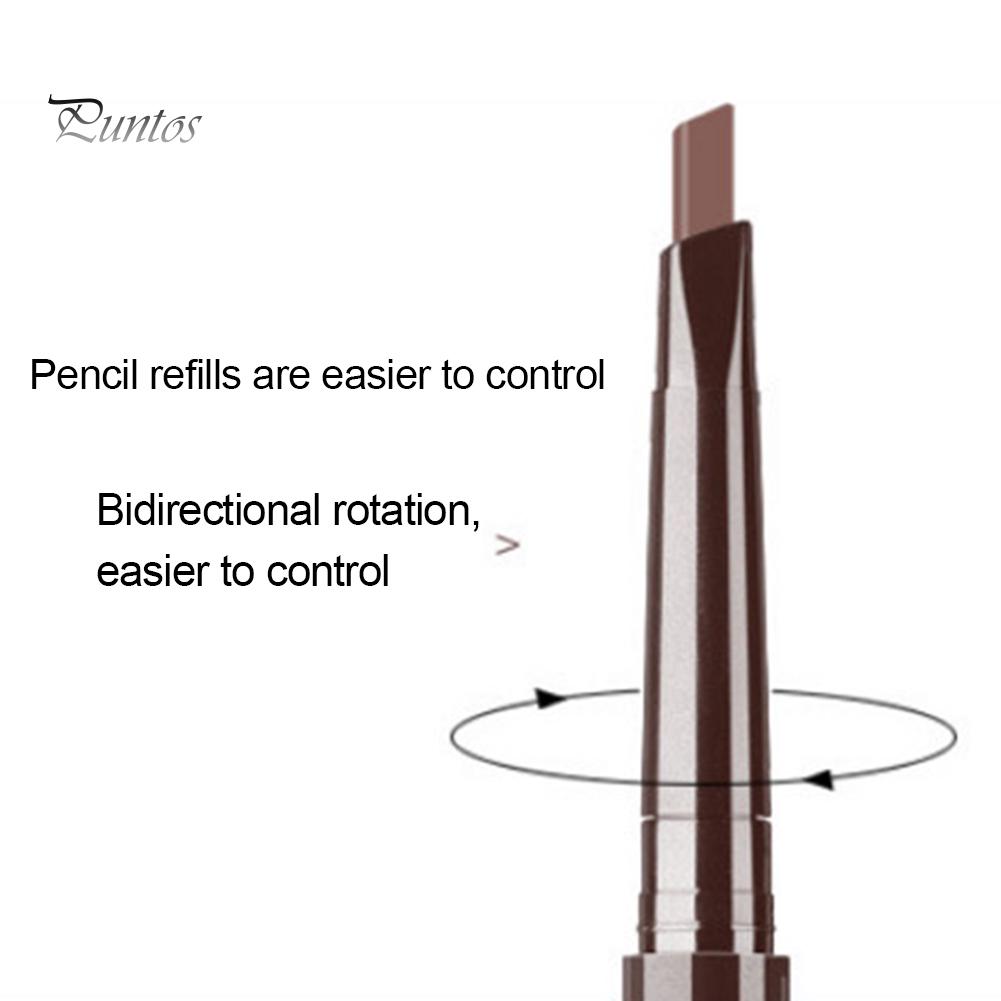 Puntos Dual Head Automatic Rotary Triangle Eyebrow Pencil Brush Non Smudge Eye Cosmetic