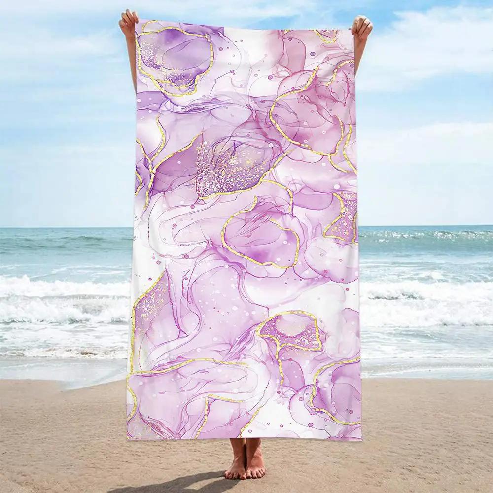 Asciugamano da Spiaggia Fiori Stile Ins, Stampa Digitale Sottile Asciugatura Rapida Anti-Sabbia Microfibra Leggero per Nuoto Yoga Viaggio Palestra Regalo