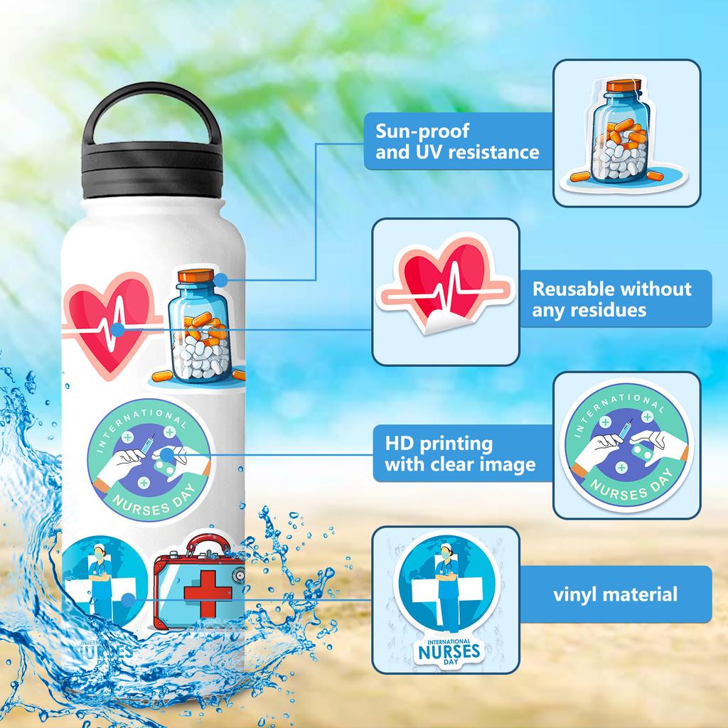 50 Light Blue Themed Hospital Icons Doctors Nurses Stickers Injections Clinic Decoration Nurses Stickers