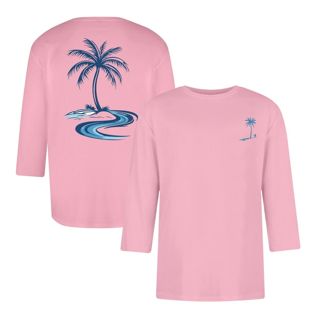 Men's casual and fashionable printed collar three-quarter sleeve top T-shirt