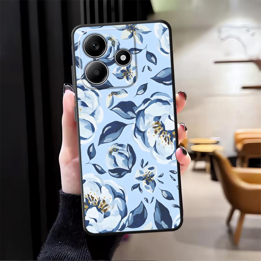 

Cartoon Blue Flower Case for Xiaomi Redmi Note 14 12C 13C A4 A5 9 8 7 K80 13 Pro Plus A1 12 11 A3 14C 10 Phone Cover K40 A1 A2 Redmi 13C 5G