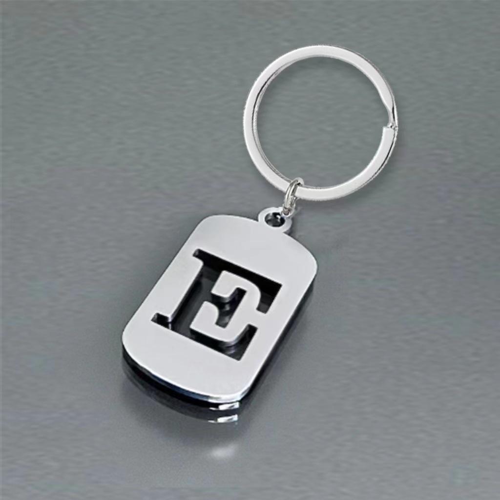 Stainless Steel 26 English Letters Keychain - Stylish Alphabet Pendant for Backpack or Car