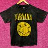 Nirvana Nevermind Smiley Face Mineral Wash Grunge Tshirt Size Large