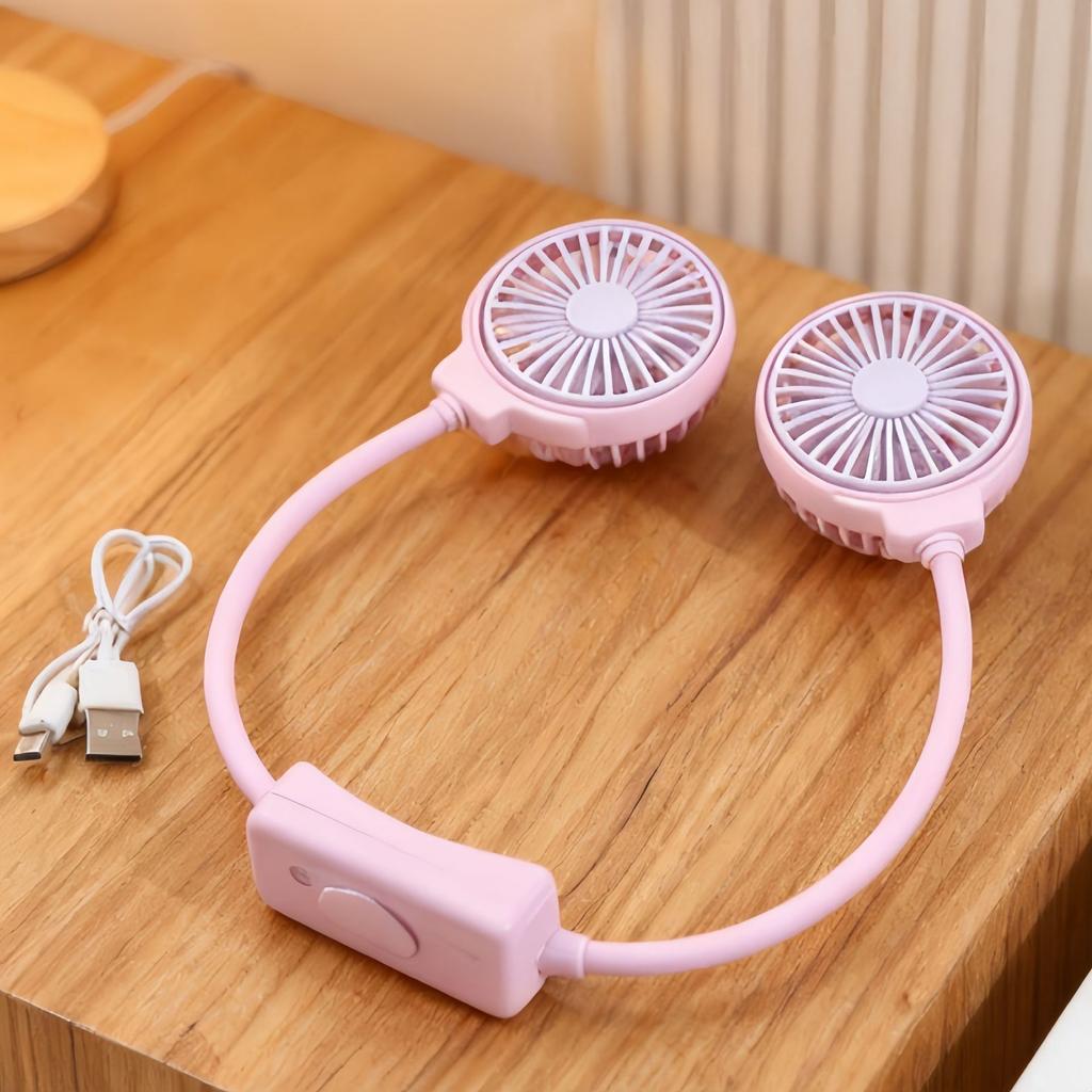Outdoor Simple Neck-mounted Three-speed Adjustable Lazy Person's Small Fan, Children's Portable Folding Rechargeable Sports Cooling Fan