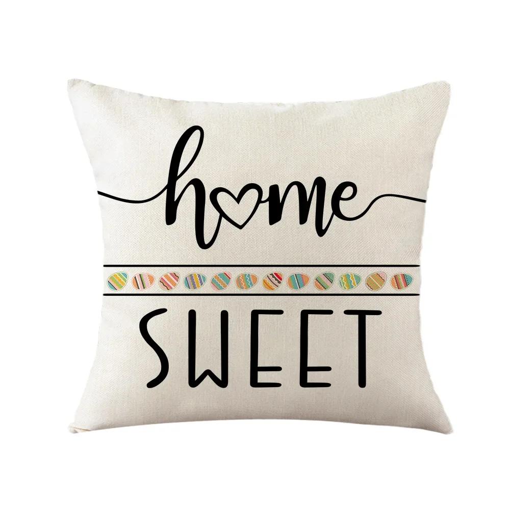 Easter Decor Pillowcases 45x45cm Linen Pillow Cover Easter Decorations Favors Pillows Cushion Cover Easter Bunny Eggs Pillowcase