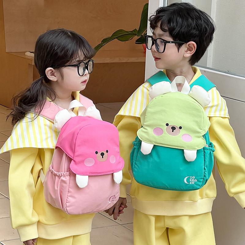 Bear Backpack Print With Cute Cartoon Pattern Students Schoolbag Gift Durable
