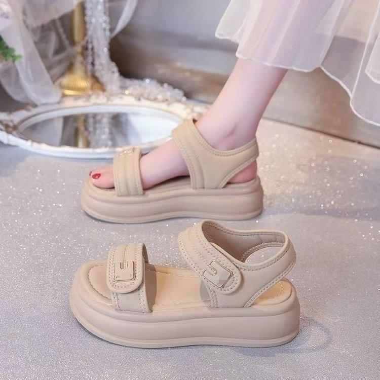 Sandalen mit weicher Sohle Sommer Feenrock Neue Plateau-Klettverschluss-Strandschuhe