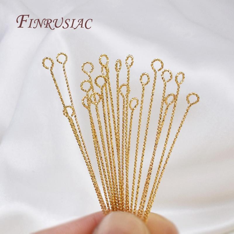 50Pcs/Lot 18K Gold Plated Pins For Jewelry,Brass Eye Pins For Earring Making DIY Beading Accessories