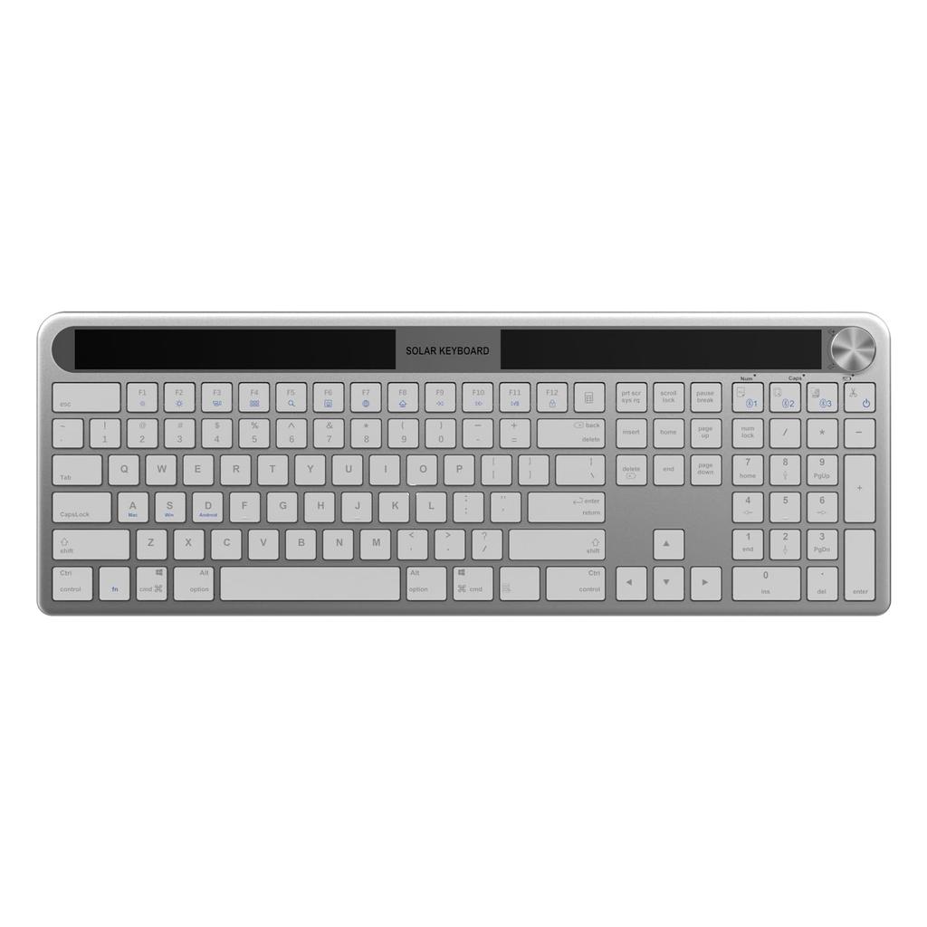 Dejeen Wireless Solar Rechargeable Keyboard, Full-Size Solar Rechargeable Keyboard for PCs, Desktops, Laptops, Tablets, Smart TVs, and Windows 111087
