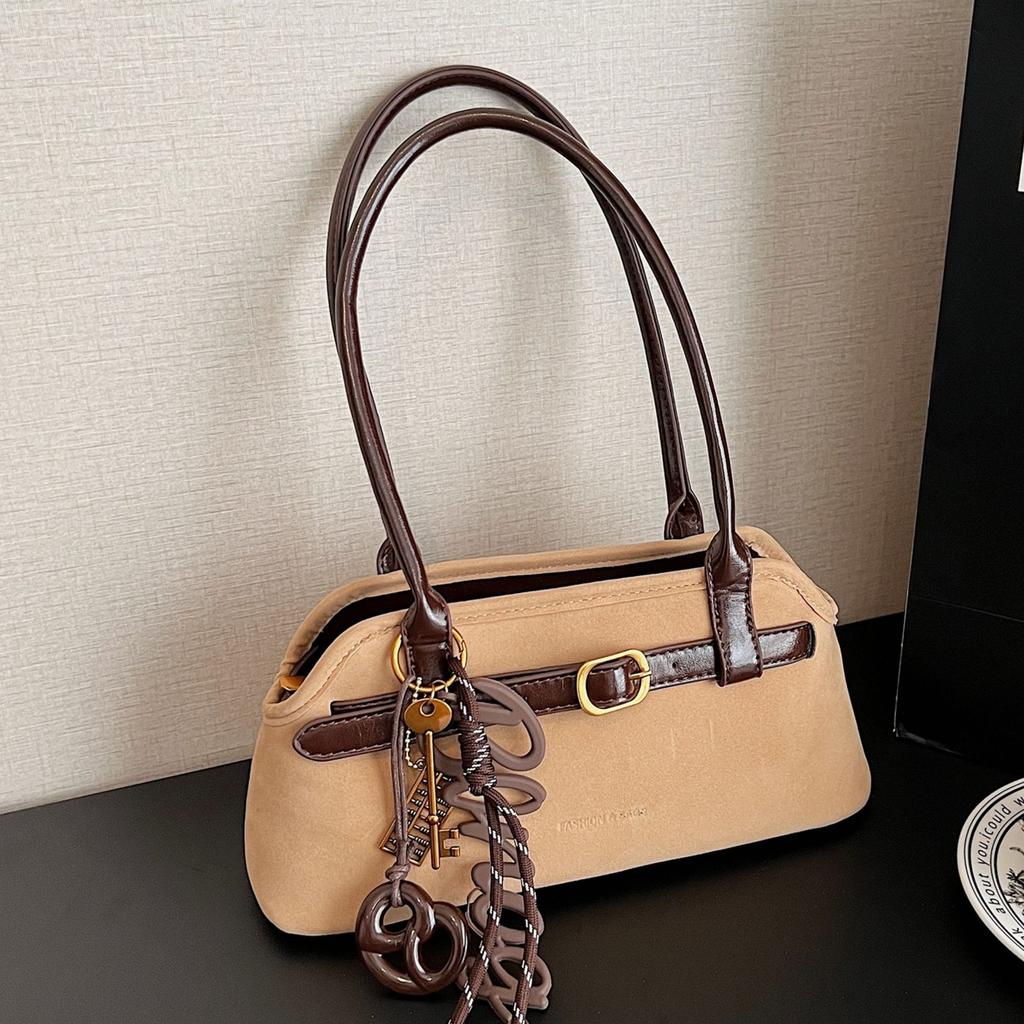 This year's popular suede handbag women's 2025 autumn new Korean version niche belt buckle shoulder messenger bag