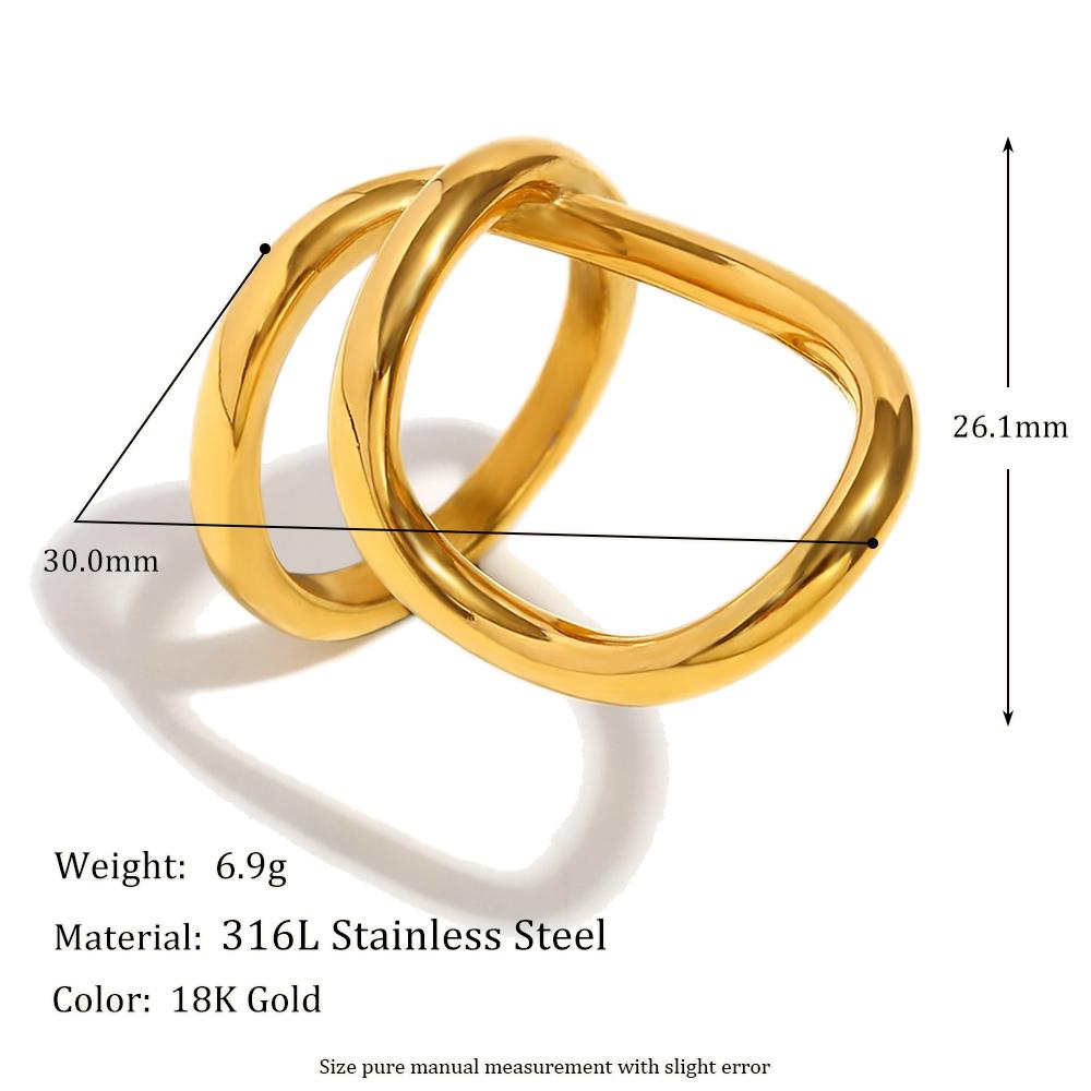 

MamacitaSlay Unique 316L Stainless Steel Geometric Ring Party Waterproof 18K Gold Plated Jewelry Women s Statement Ring Gift 6 золотий