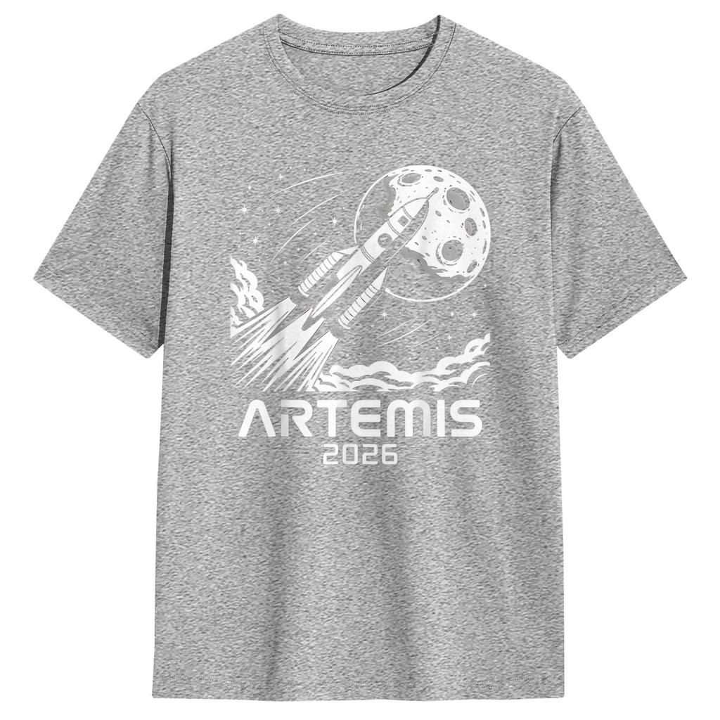 Harajuku T Shirt Beach Artemis Launch To The Moon Hipster T Shirts Cotton Tshirt for Unisex Y2K Fun Short Sleeve Tees