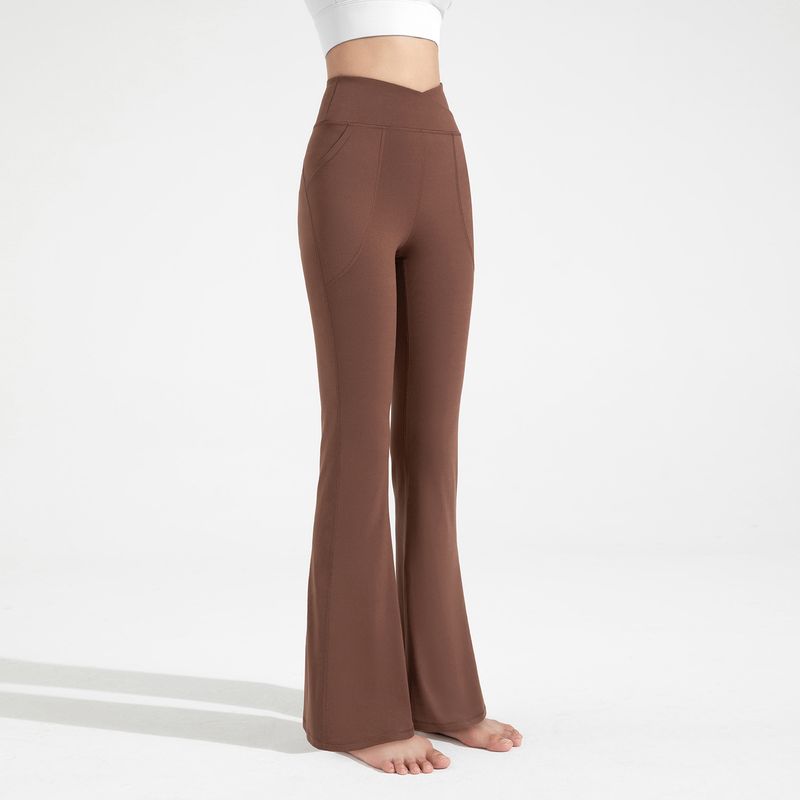 

Lu Same Style Antibacterial Sports Pants Female Fall and Winter High Waist Hip Lift Micro-Pull Sports Yoga Pants Nude Feel Slim Looking Loose Pants CHESTNUT L