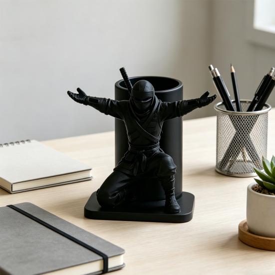 3D-gedruckter Ninja-Stifthalter für den Schreibtisch PLA-Organizer für Stifte Marker Bürobedarf Einzigartiges Geschenk für Schüler Lehrer Fans
