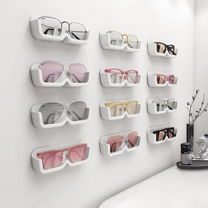 Modern Minimalist Wall-Mounted Eyeglasses Rack - Punch-Free for Bathroom or Bedside