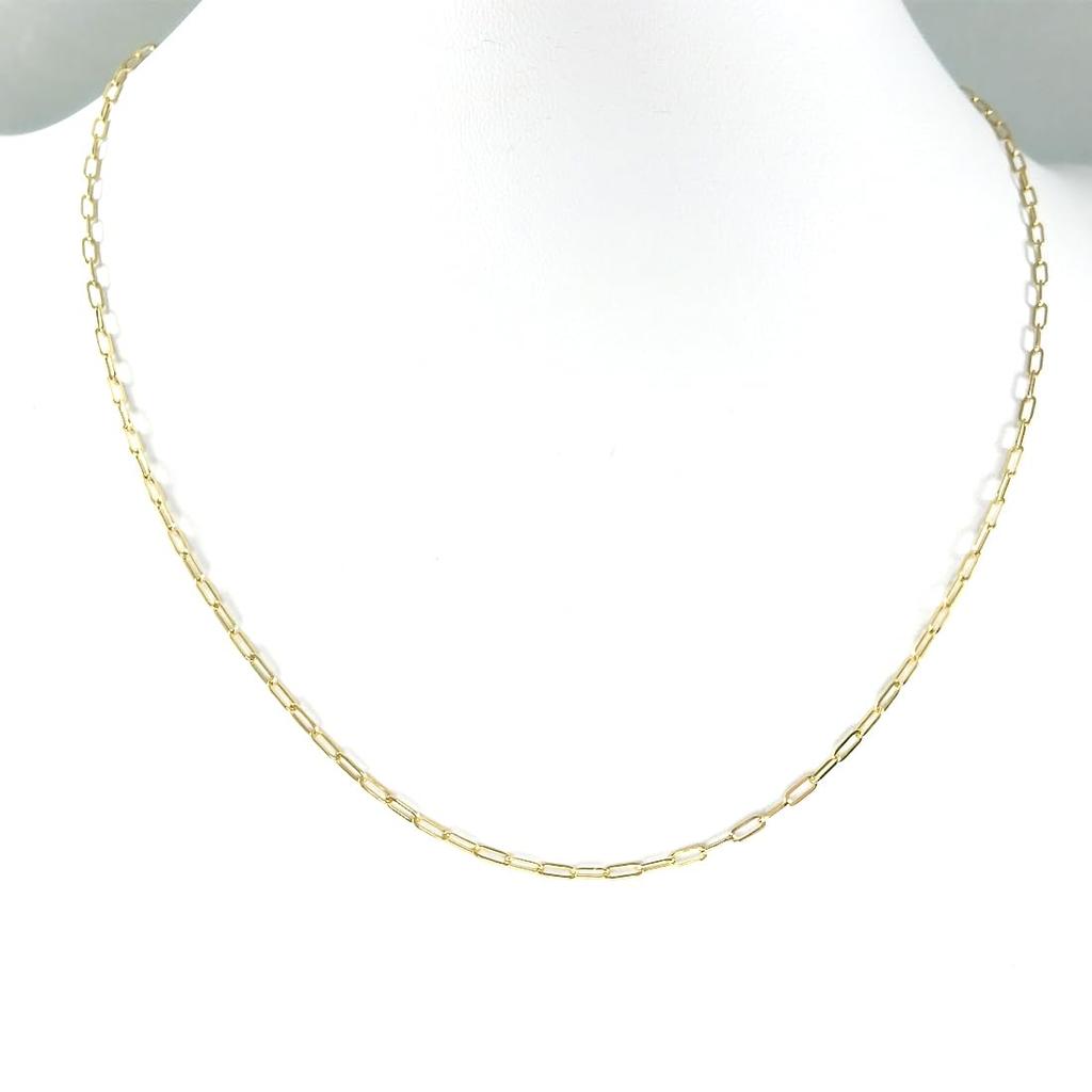 And My Jewelry 18K Gold Hollow Paperclip Chain Unisex [Your Box] (Stamped K18) Necklace, 45cm, (Approx. 2.0mm Wide, 1.57g)
