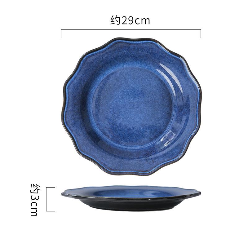 Kiln Changes Ceramic Lace Plate Vintage Steak Plate Barbecue Plate Dim Sum Snack Plates Molecular Cuisine Creative Tableware