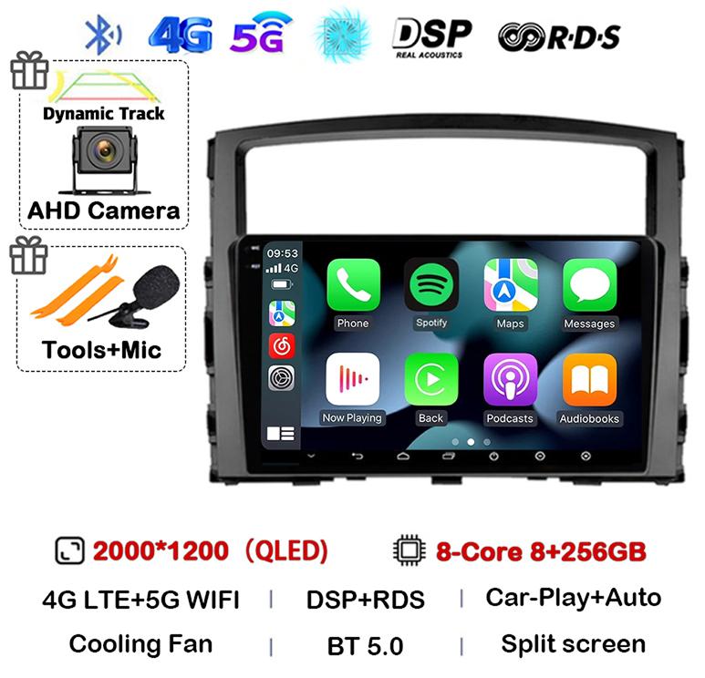 Android 14 Carplay Auto For Mitsubishi Pajero 4 V80 V90 2006 2007 2008 2009 - 2014 Car Radio Multimedia Video Player GPS Stereo