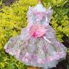 2026 Luxury Handmade Pet Dog Cats Clothes Fine Flower Embroidery Pink Blue Princess Dresses For Small Medium Dog Puppy Clothing