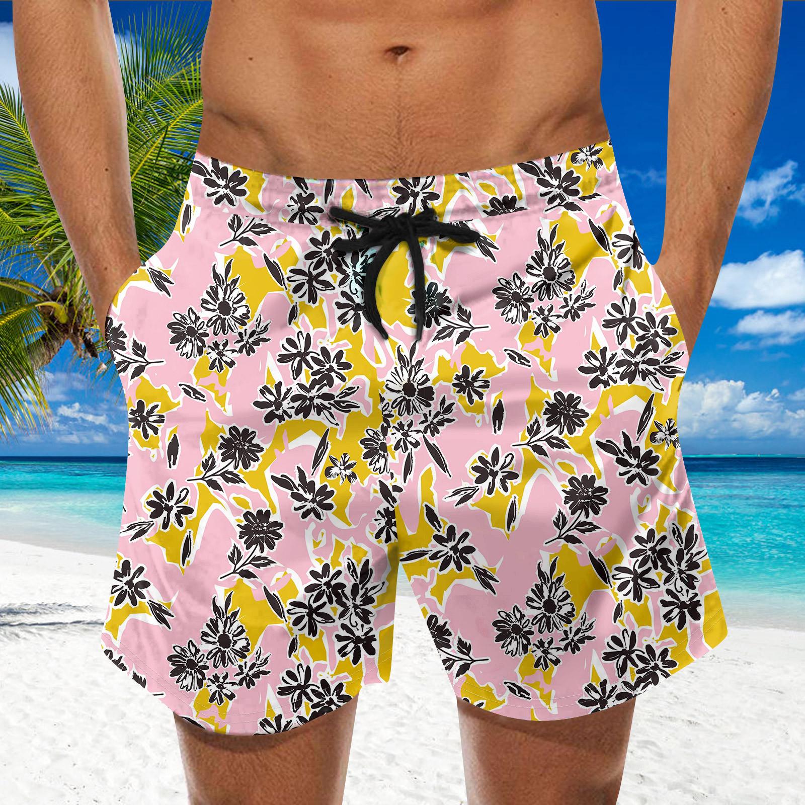 

Модные мужские гавайские пляжные спортивные повседневные шорты с ремешками и брюками L розовый