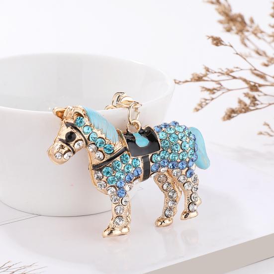 Rhinestone Horse Keychain Sparkling Animal Charm Key Chain Zinc Alloy Key Ring Pendant Handbags Wallet Accessories