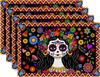 Mexican Day of The Dead Sugar Skull Placemats Mexico Dia De Los Muertos Table Mats Holiday Home Party Decor Kitchen Table Decor