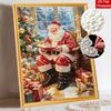 Christmas Santa Claus Writing List Pearl Bead Painting Kit with Frame Shiny Canvas Art Creative Craft Home Decoration Holiday Gift